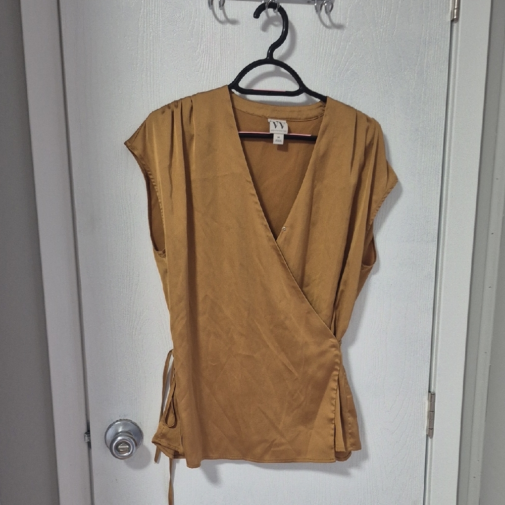 Worthington Tan Wrap Blouse
